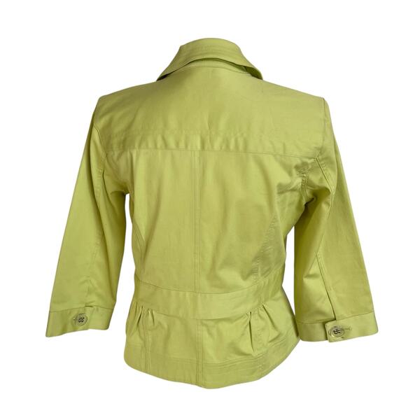 Christopher & Banks Jacket Womens Small Lime Green Cotton Stretch Peplum Buttons - Picture 4 of 9